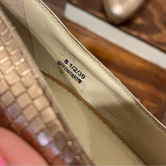 Brian Atwood Rose Gold Snakeskin Embossed Stiletto Platform Ultra High Heels 8.5 - Picture 14 of 14